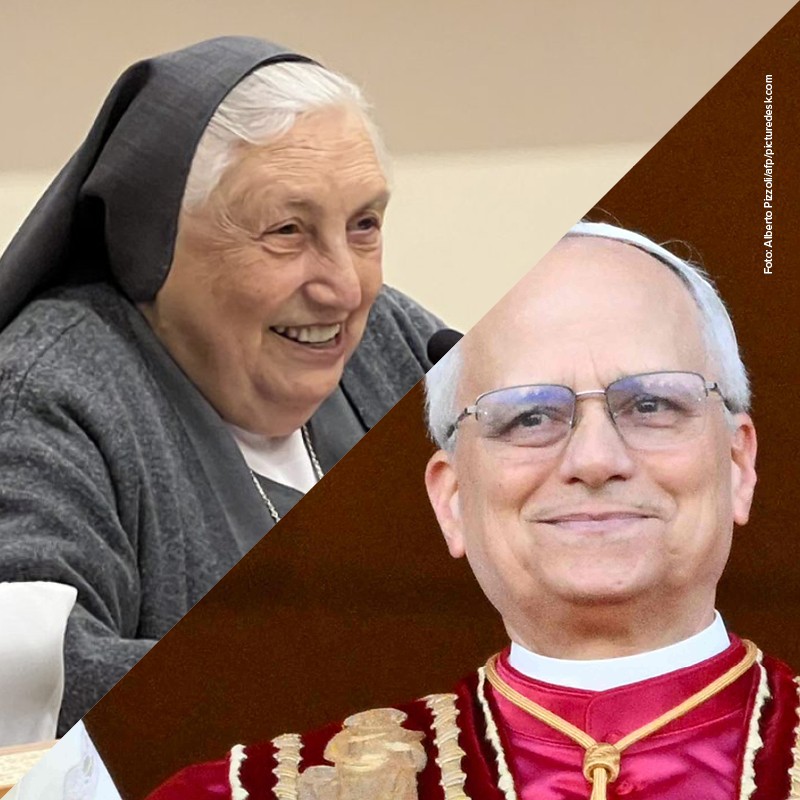 Madre Yvonne Reungoat und Papst Leo XVI. / FMA / Alberto Pizzoli/afp/picturedesk.com