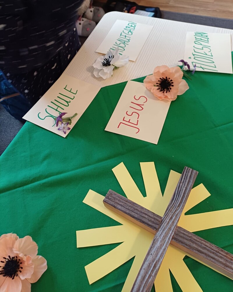 Die Kinder sammeln, wofür sie dankbar sind.